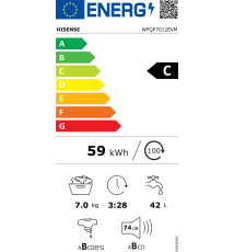 Hisense WFQP7012EVM Lavatrice carica frontale: 7Kg | Classe C | 15 Programmi  | 1200 Rpm