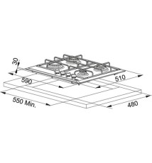 Franke FHMR 604 4GGF E  Piano Cottura a gas: 4 Fuochi | 590x510x30 mm | Nero,Grafite