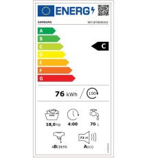 Samsung WF18T8000GV Lavatrice carica frontale: 18Kg | Classe C | 14 Programmi | 1400Rpm