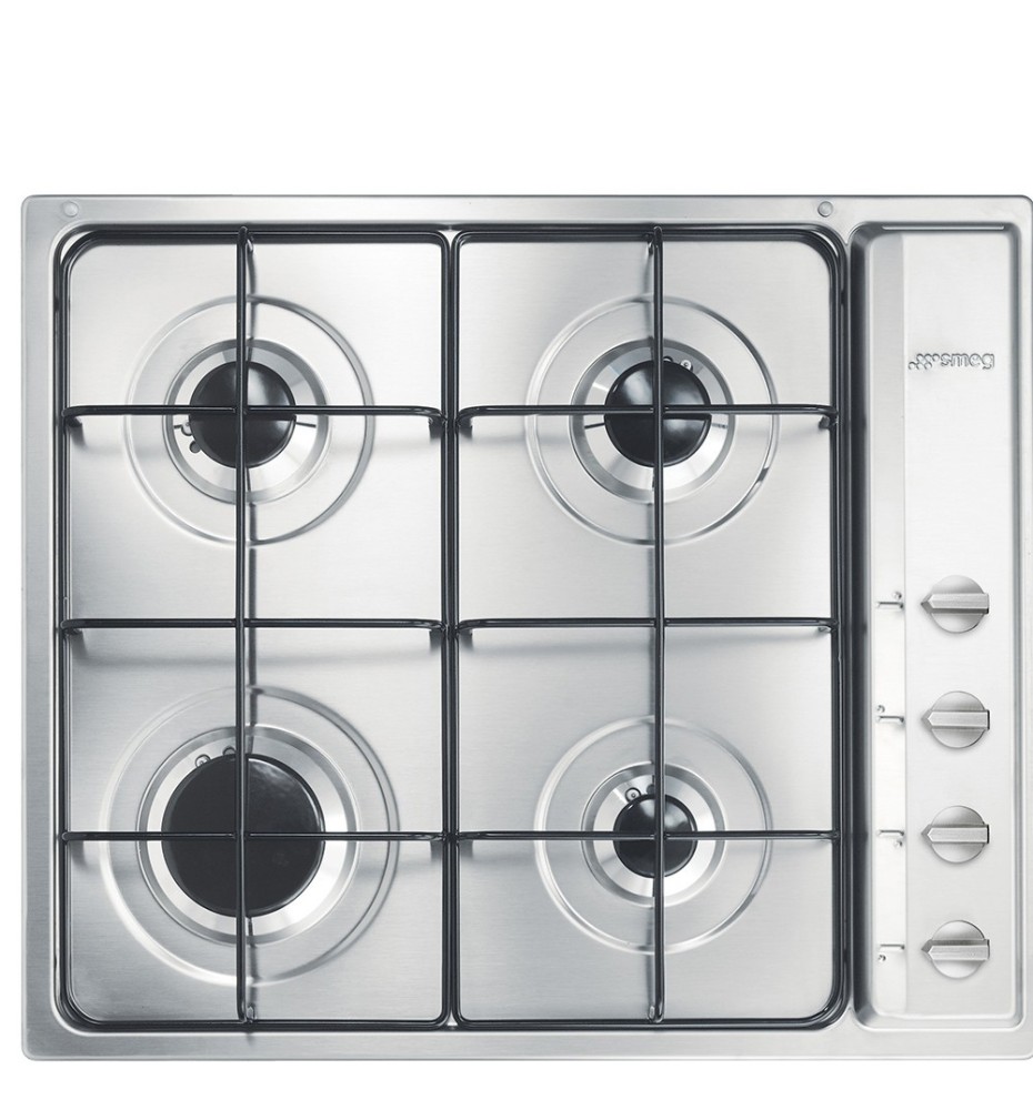 Smeg S64S Piano Cottura a gas: 4 Fuochi | 585x500x30 mm | Inox