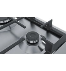 Bosch Serie 4 PGH6B5B90 Piano Cottura a gas: 4 Fuochi | 60 cm | Inox | Griglie in Ghisa