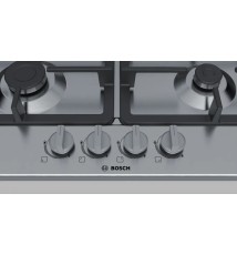 Bosch Serie 4 PGH6B5B90 Piano Cottura a gas: 4 Fuochi | 60 cm | Inox | Griglie in Ghisa