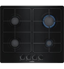 Bosch Serie 4 PGP6B6B80 Piano Cottura a gas: 4 Fuochi | 60 cm | Smaltato Nero