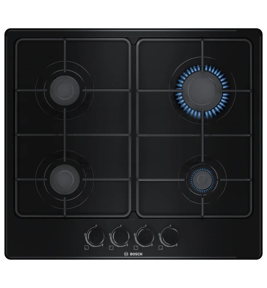Bosch Serie 4 PGP6B6B80 Piano Cottura a gas: 4 Fuochi | 60 cm | Smaltato Nero