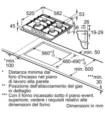 Bosch Serie 4 PGP6B6B80 Piano Cottura a gas: 4 Fuochi | 60 cm | Smaltato Nero