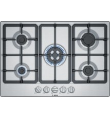 Bosch Serie 4 PGQ7B5B90 Piano Cottura a gas: 5 Fuochi | 75 cm | Inox | Griglie in Ghisa