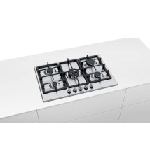 Bosch Serie 4 PGQ7B5B90 Piano Cottura a gas: 5 Fuochi | 75 cm | Inox | Griglie in Ghisa