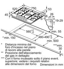 Bosch Serie 4 PGQ7B5B90 Piano Cottura a gas: 5 Fuochi | 75 cm | Inox | Griglie in Ghisa