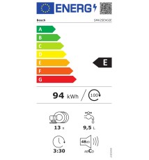 Bosch Serie 2 SMV25EX02E Lavastoviglie a incasso scomparsa totale: 13 Coperti | 5 Programmi | 3 Cesti | Classe E |