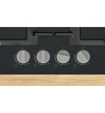 Bosch Serie 4 PNP6B6K40 Piano Cottura a gas: 4 Fuochi | 60 cm | Vetro Nero | Griglie in Ghisa