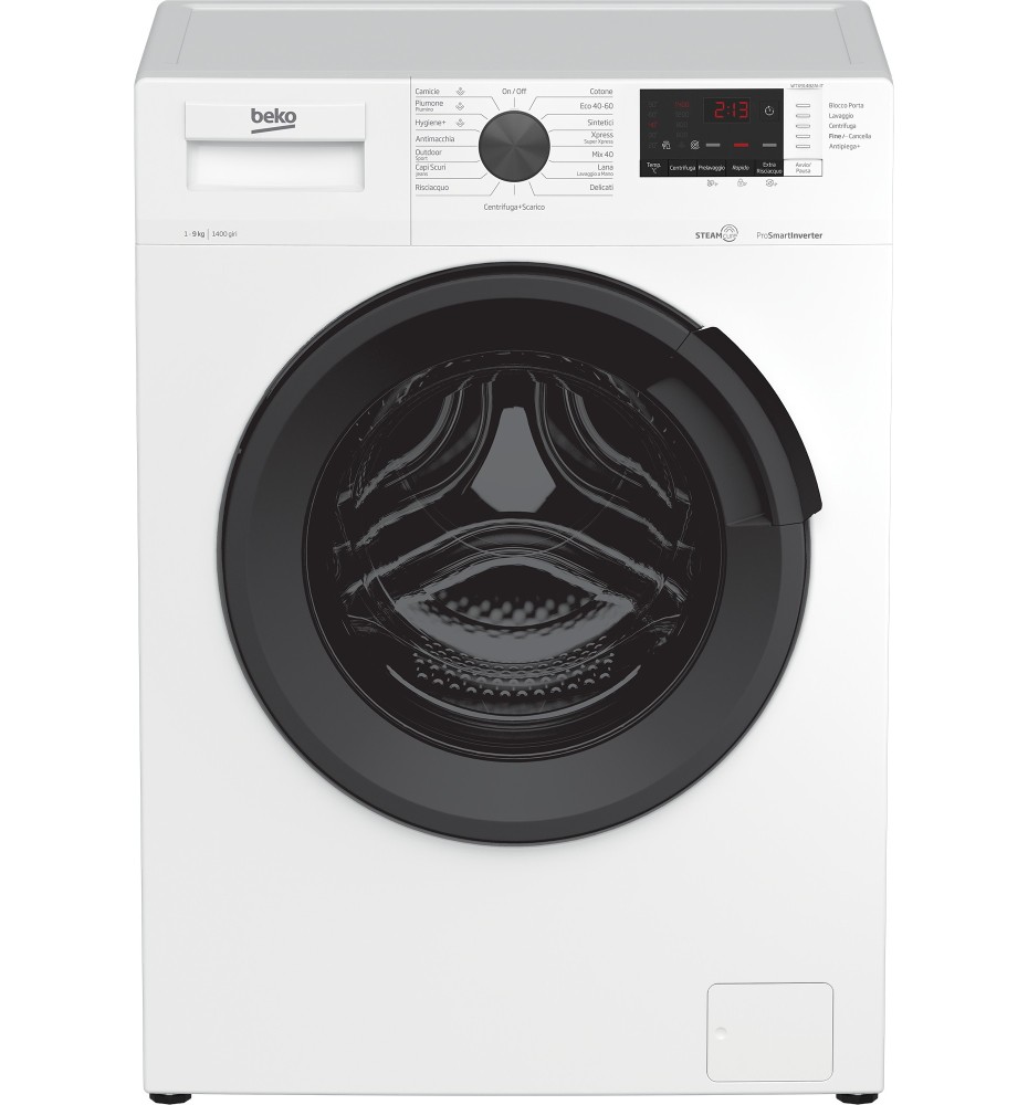 Beko WTX91482AI-IT Lavatrice carica frontale: 9 Kg | Classe A | 15 Programmi | 1400 Rpm | SteamCure