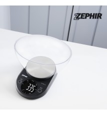Zephir ZHS511 Bilancia da Cucina Elettronica con Ciotola 2,5 Litri Max 5 Kg Nero