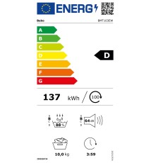 Beko BMT103EW Asciugatrice a Pompa di Calore 10Kg Inverter 61cm Vapore | Classe D | EcoGentle