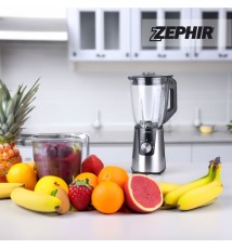 Frullatore Zephir ZHC488 1,5 Litri, Potenza 600W, Acciaio Inox, Caraffa in Vetro