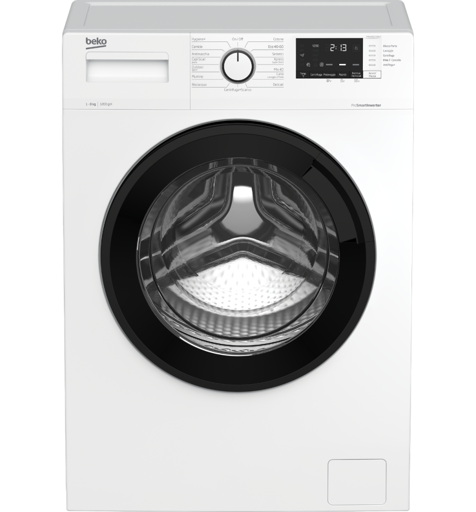 Beko MWUX81232BI/IT Lavatrice carica frontale: 8 Kg | Classe C | 15 Programmi | 1200 Rpm | Steamcure