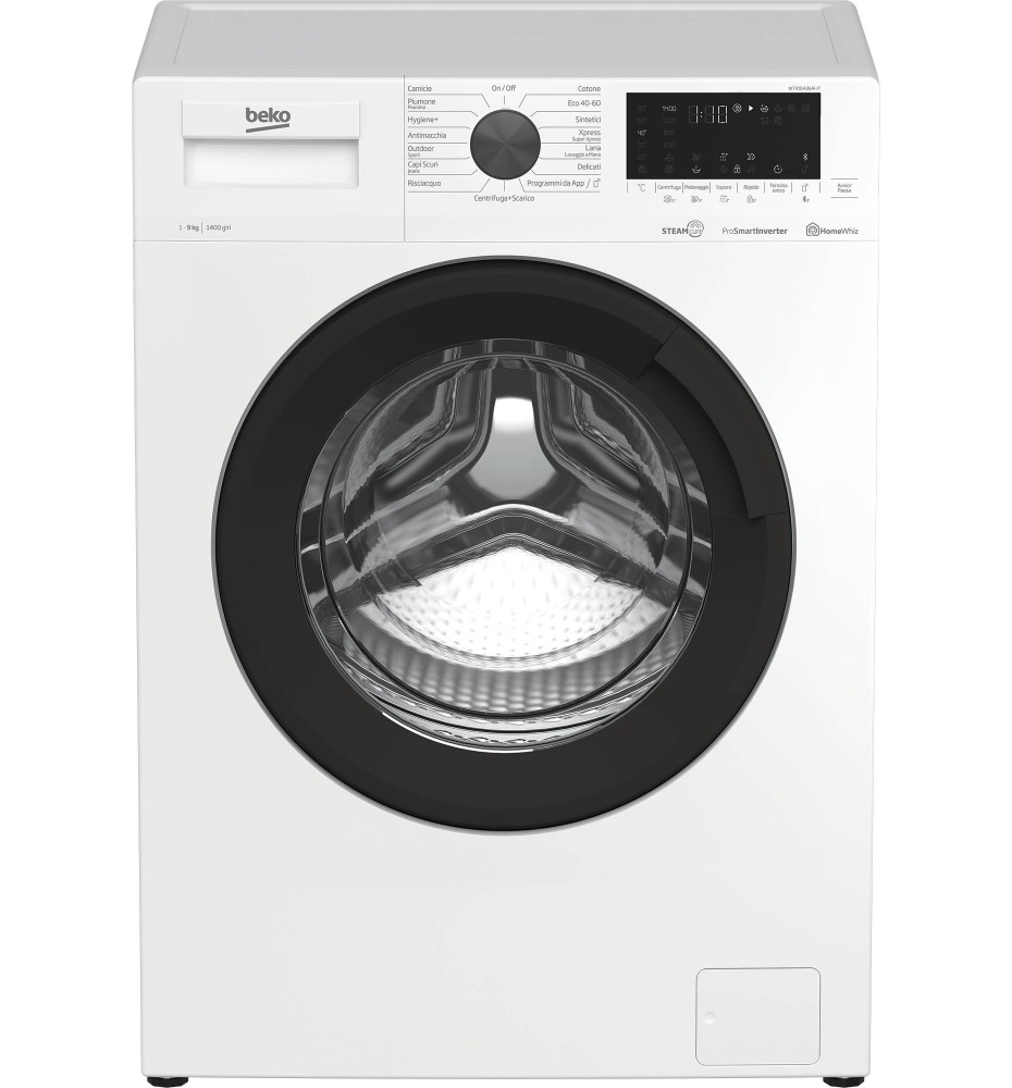 Beko WTX91436AI-IT Lavatrice carica frontale: 9 Kg | Classe B | 15 Programmi | 1400  Rpm |Vapore