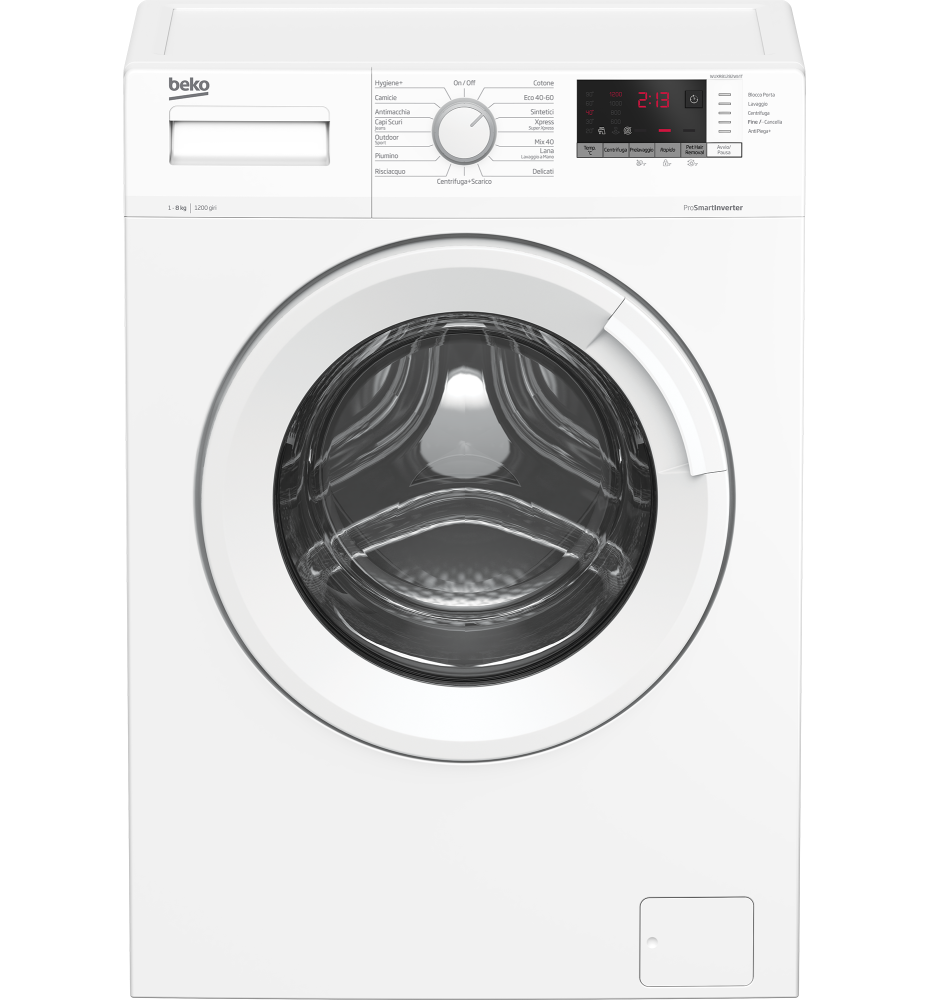 Beko WUXR81282WI/IT Lavatrice carica frontale: 8 Kg | Classe A | 15 Programmi | 1200 Rpm | SteamCure