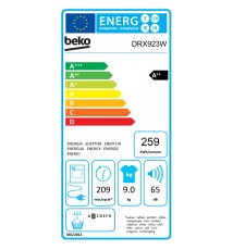 Beko DRX923W Asciugatrice a pompa di calore: 9kg | Classe A++ | EcoGentle